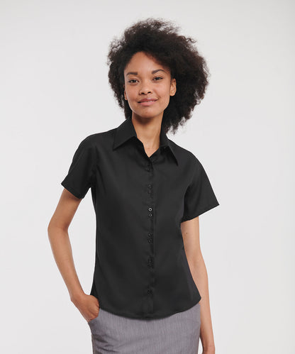 Russell Women's short sleeve ultimate non-iron shirt Black