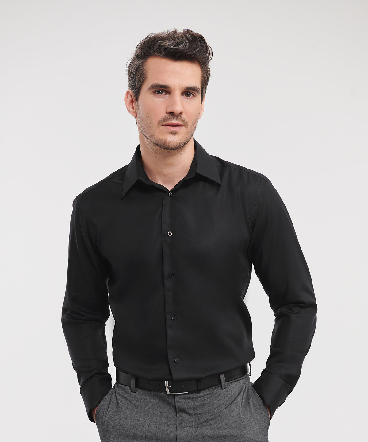 Russell Long sleeve tailored ultimate non-iron shirt Black
