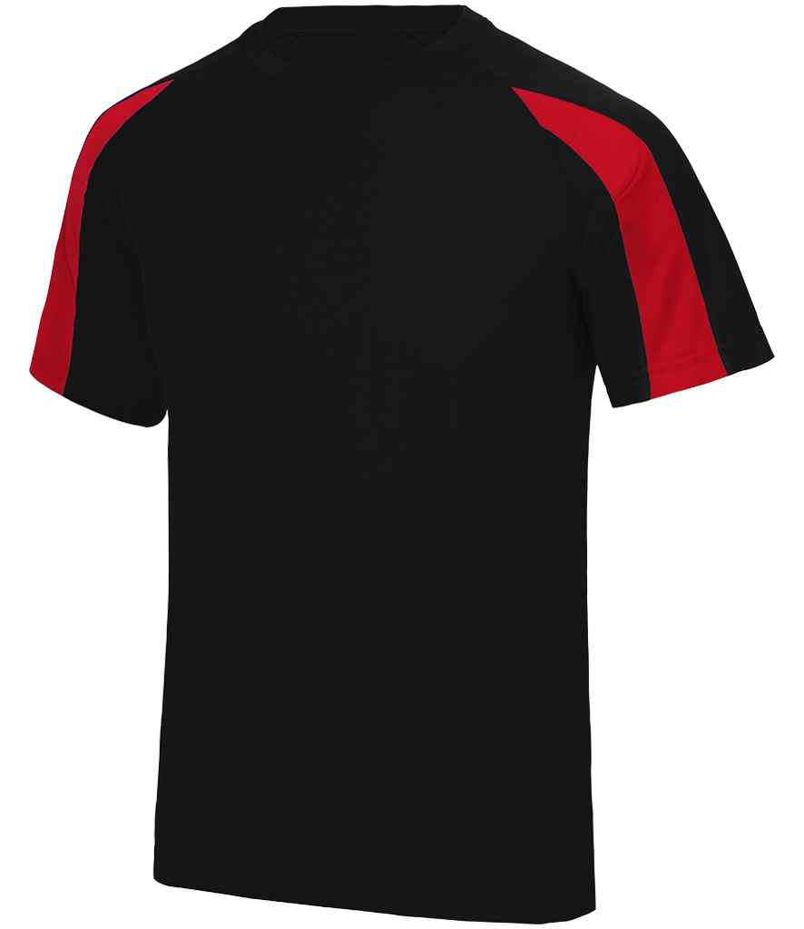 Just Cool AWDis Kids Cool Contrast T-Shirt Jet Black/Fire Red