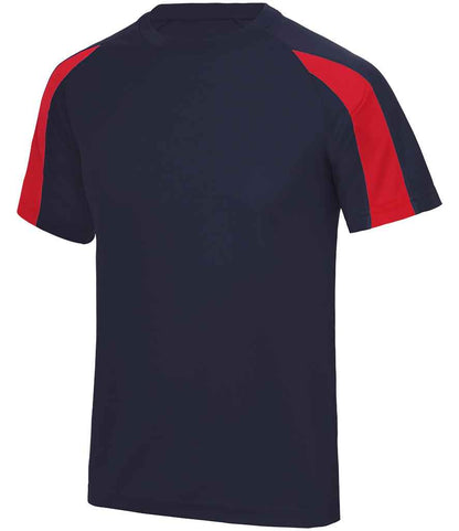 Just Cool AWDis Cool Contrast Wicking T-Shirt French Navy/Fire Red