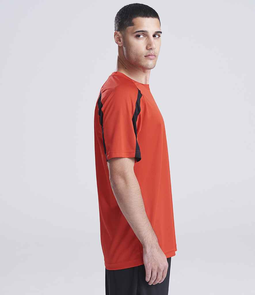 Just Cool AWDis Cool Contrast Wicking T-Shirt Fire Red/Jet Black