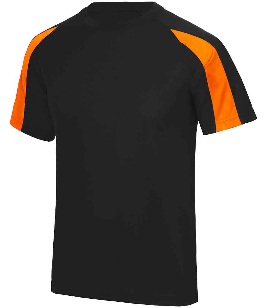 Just Cool AWDis Cool Contrast Wicking T-Shirt Jet Black/Electric Orange