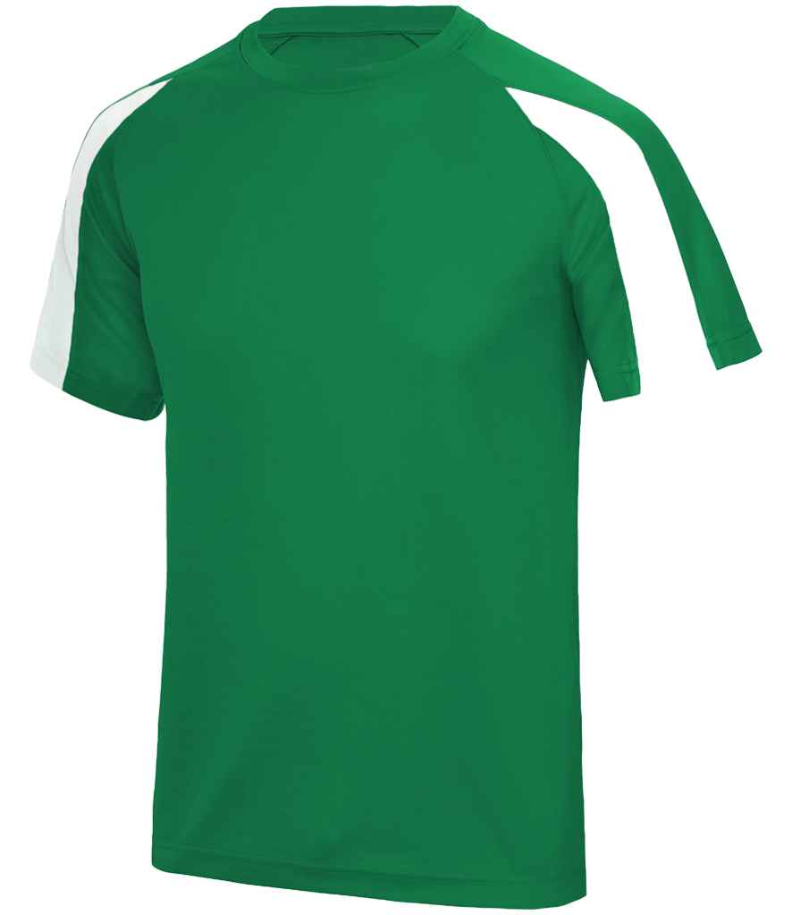 Just Cool AWDis Cool Contrast Wicking T-Shirt Kelly Green/Arctic White