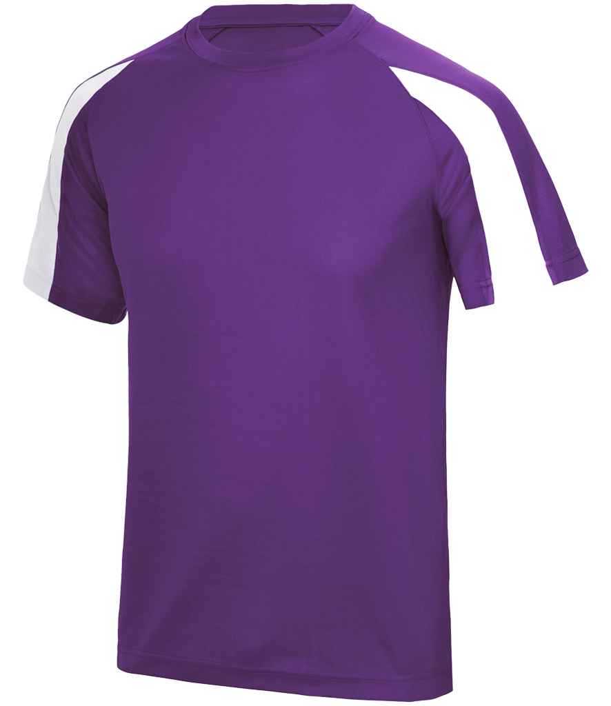 Just Cool AWDis Cool Contrast Wicking T-Shirt Purple/Arctic White