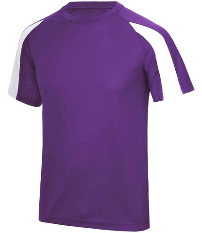 Just Cool AWDis Cool Contrast Wicking T-Shirt Purple/Arctic White