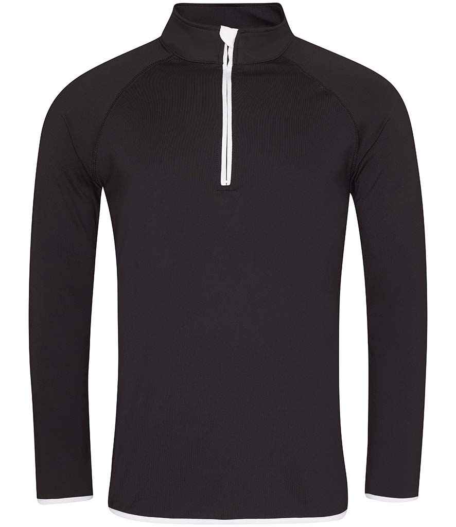 Just Cool AWDis Cool Half Zip Sweat Top Jet Black/Arctic White
