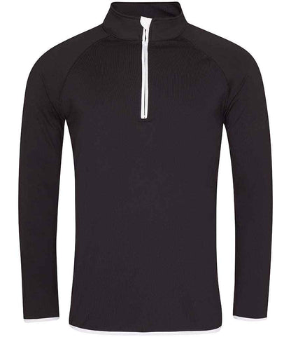 Just Cool AWDis Cool Half Zip Sweat Top Jet Black/Arctic White
