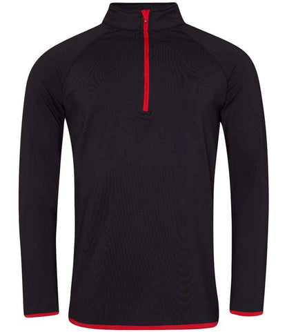 Just Cool AWDis Cool Half Zip Sweat Top Jet Black/Fire Red