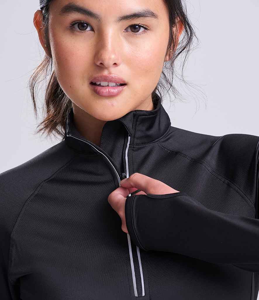 Just Cool AWDis Ladies Cool-Flex™ Half Zip Top Jet Black