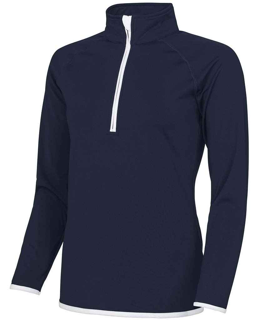 Just Cool AWDis Ladies Cool Half Zip Sweat Top French Navy/Arctic White