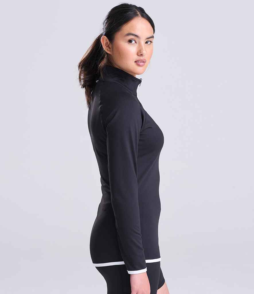 Just Cool AWDis Ladies Cool Half Zip Sweat Top Jet Black/Arctic White