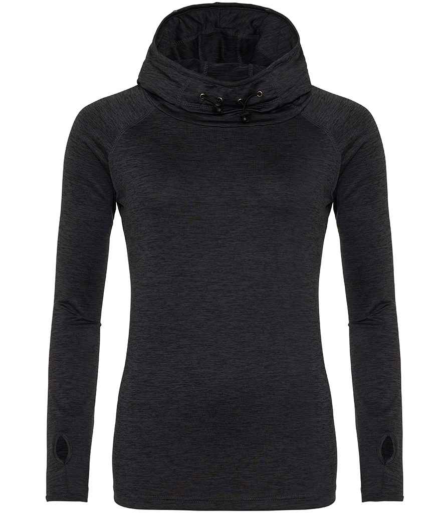 Just Cool AWDis Ladies Cool Cowl Neck Top Black Slate Melange