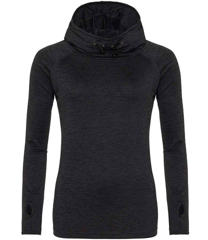 Just Cool AWDis Ladies Cool Cowl Neck Top Black Slate Melange