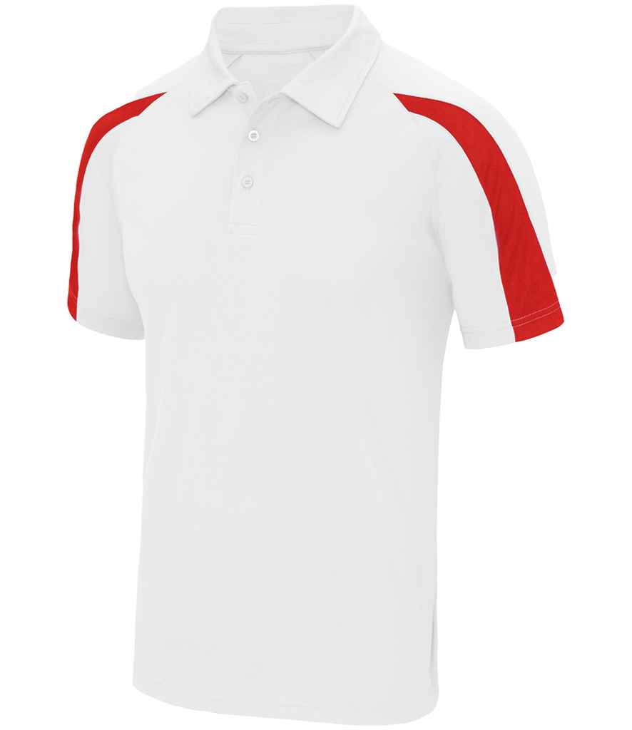 Just Cool AWDis Cool Contrast Polo Shirt Arctic White/Fire Red