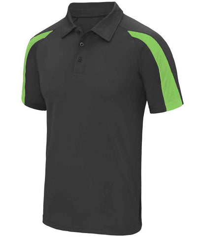 Just Cool AWDis Cool Contrast Polo Shirt Charcoal/Lime Green