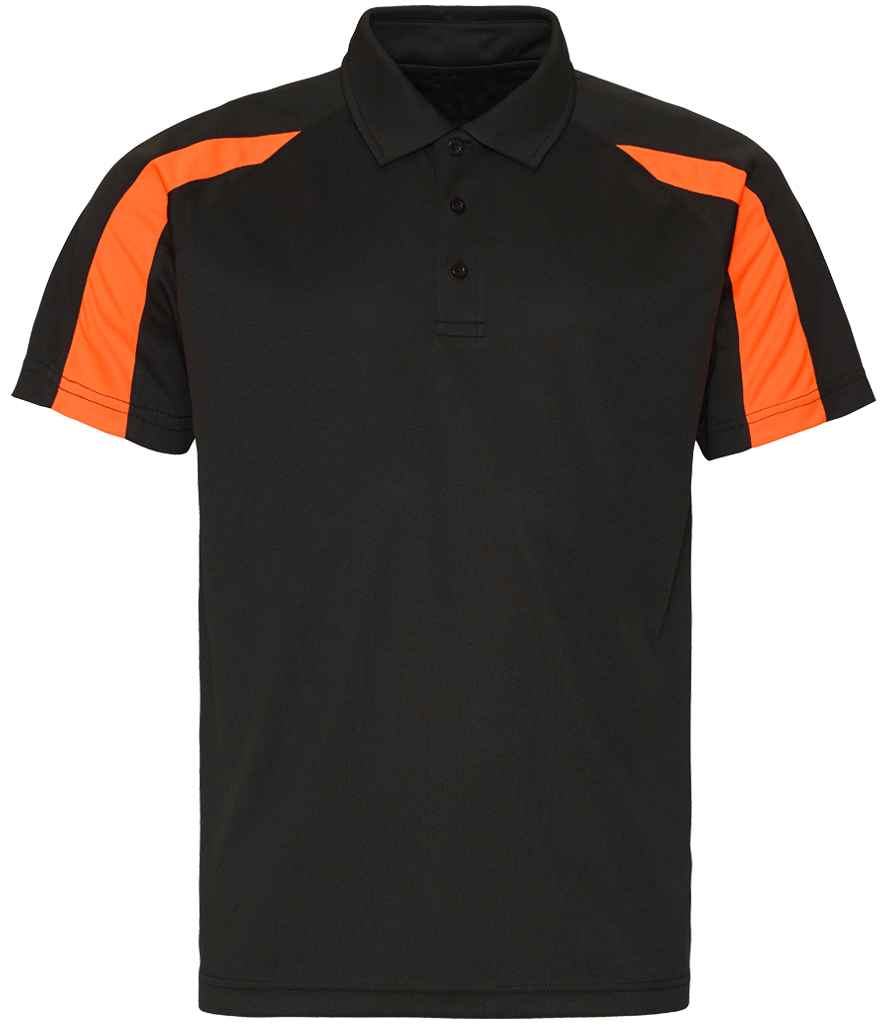 Just Cool AWDis Cool Contrast Polo Shirt Jet Black/Electric Orange