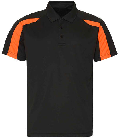 Just Cool AWDis Cool Contrast Polo Shirt Jet Black/Electric Orange