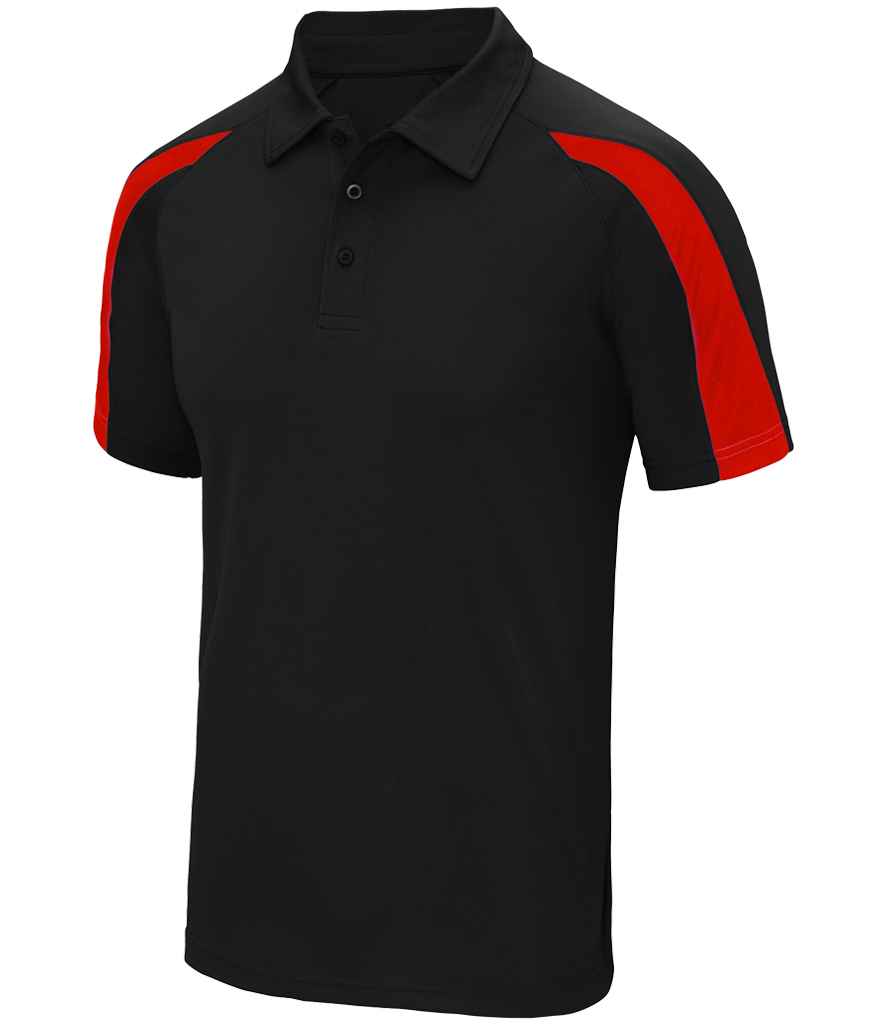 Just Cool AWDis Cool Contrast Polo Shirt Jet Black/Fire Red