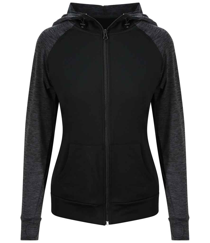 AWDis Ladies Cool Contrast Zoodie in Black/Black Slate Melange