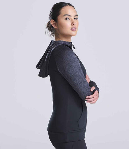 Just Cool AWDis Ladies Cool Contrast Zoodie Black/Black Slate Melange