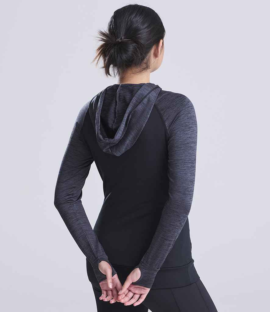 Just Cool AWDis Ladies Cool Contrast Zoodie Black/Black Slate Melange