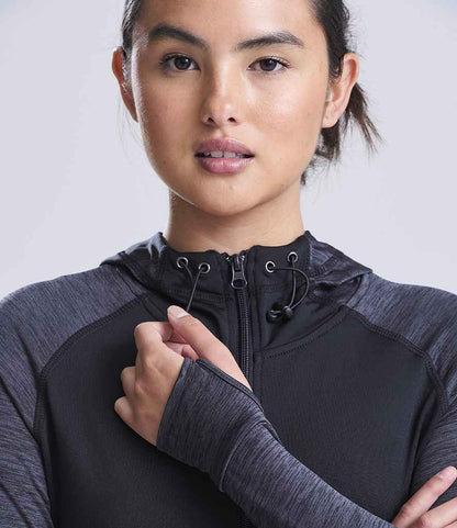 Just Cool AWDis Ladies Cool Contrast Zoodie Black/Black Slate Melange