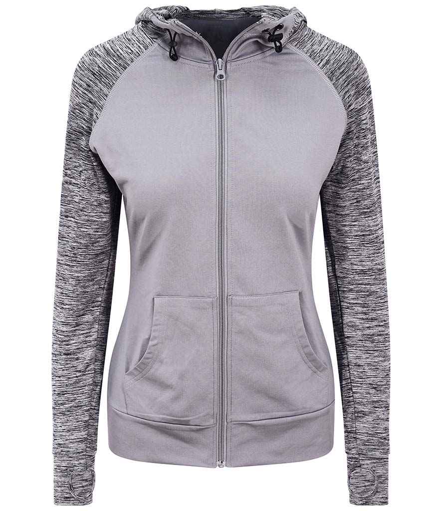 Just Cool AWDis Ladies Cool Contrast Zoodie Grey/Grey Melange