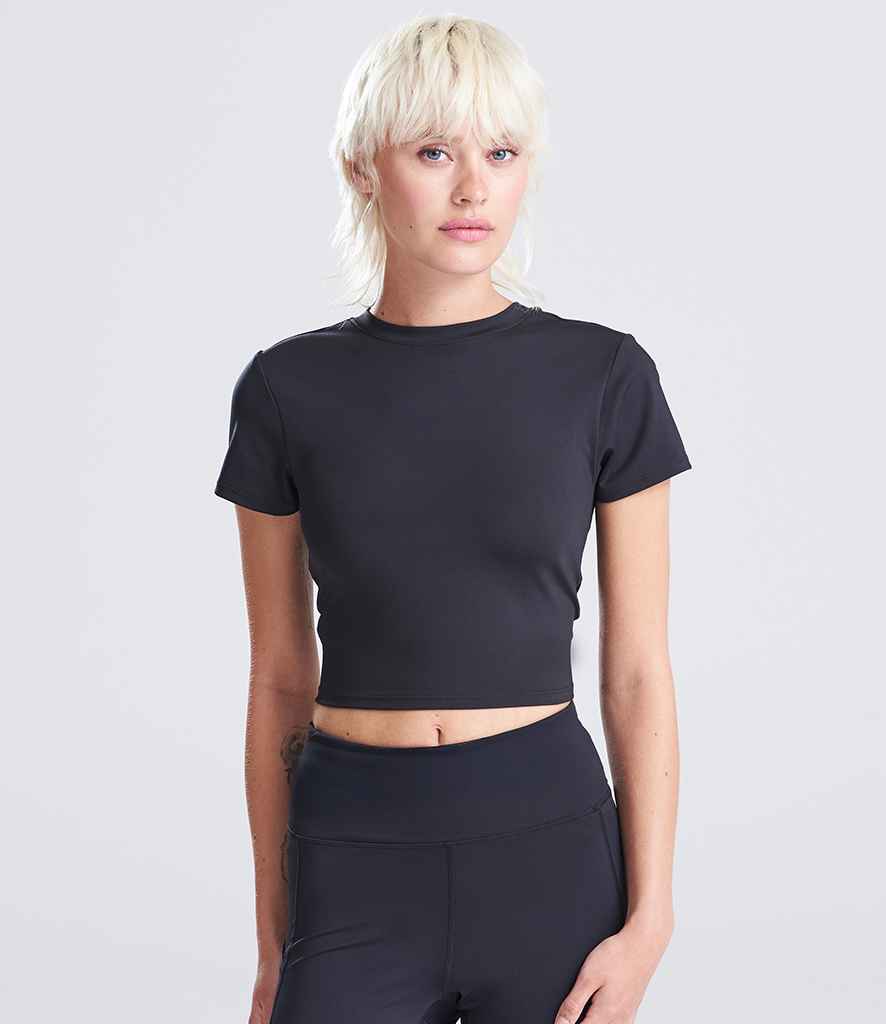 Just Cool AWDis Ladies Cool Recycled Cropped T-Shirt Jet Black