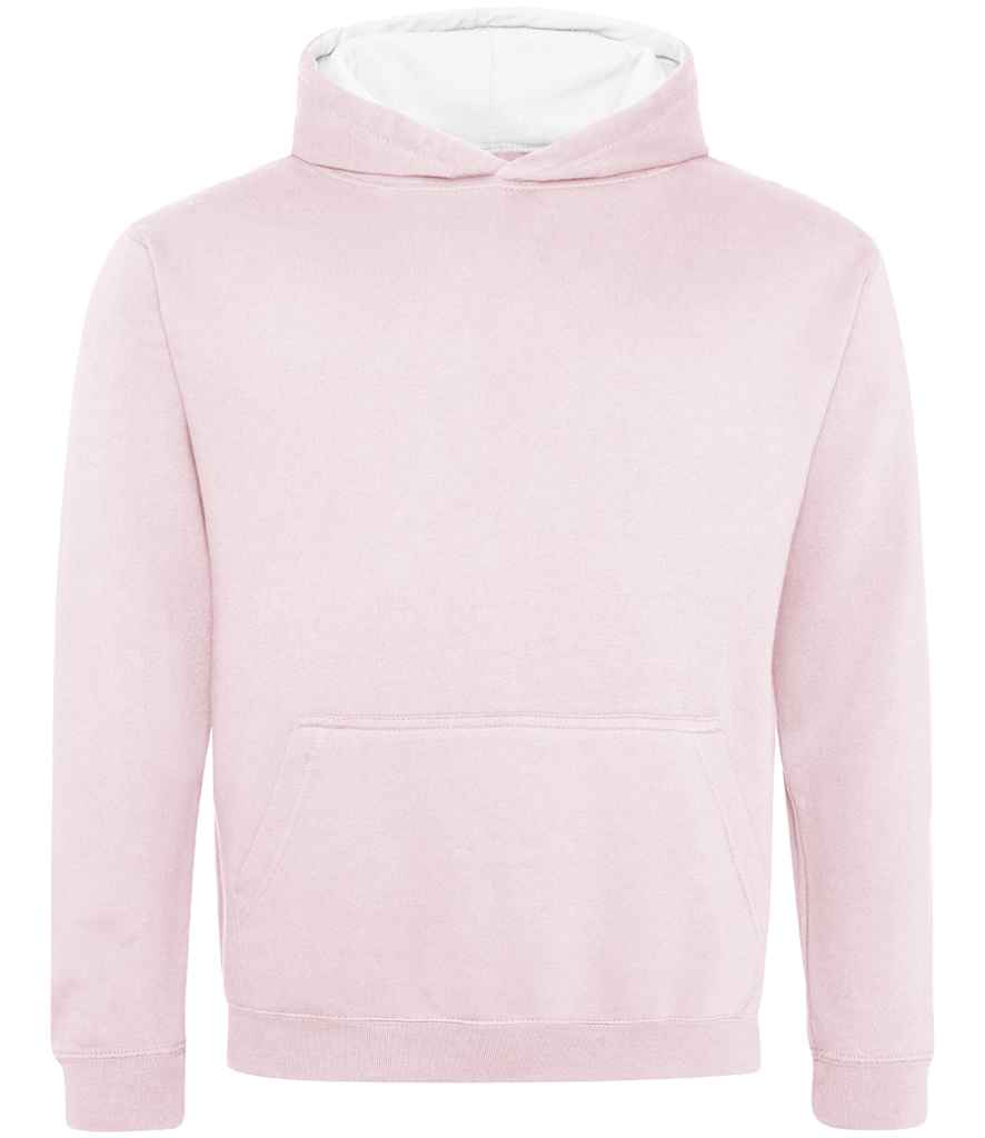 Just Hoods AWDis Kids Varsity Hoodie Baby Pink/Arctic White