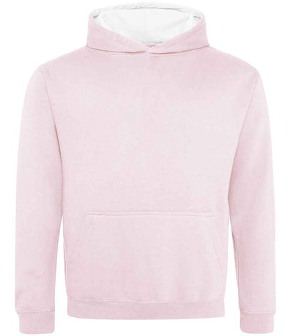 Just Hoods AWDis Kids Varsity Hoodie Baby Pink/Arctic White