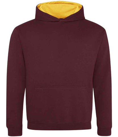 Just Hoods AWDis Kids Varsity Hoodie Burgundy/Gold