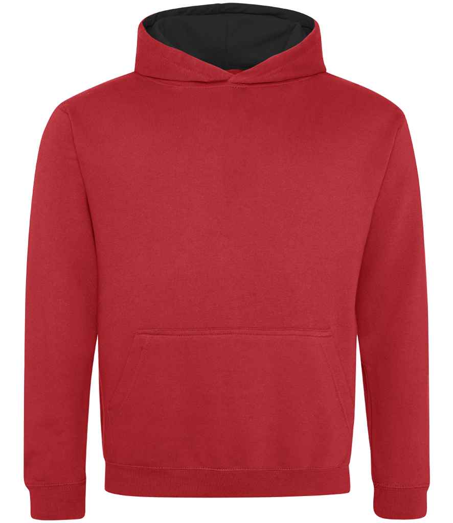 Just Hoods AWDis Kids Varsity Hoodie Fire Red/Jet Black