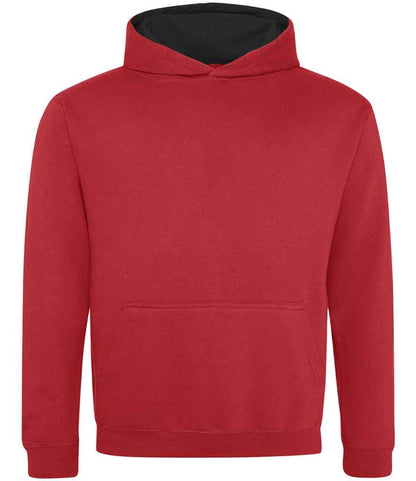 Just Hoods AWDis Kids Varsity Hoodie Fire Red/Jet Black