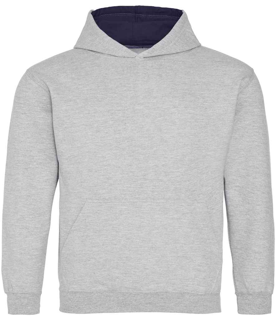 Just Hoods AWDis Kids Varsity Hoodie Heather Grey/New French Navy