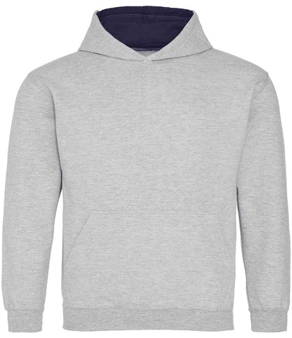 Just Hoods AWDis Kids Varsity Hoodie Heather Grey/New French Navy