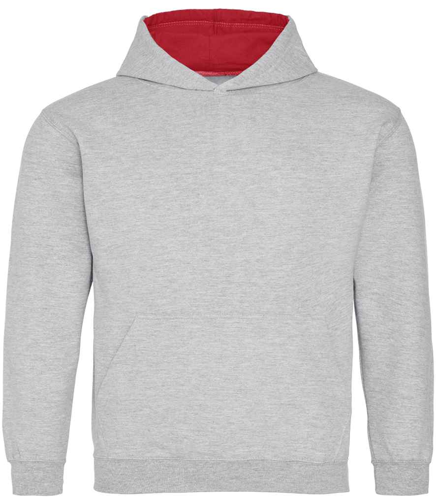 Just Hoods AWDis Kids Varsity Hoodie Heather Grey/Fire Red