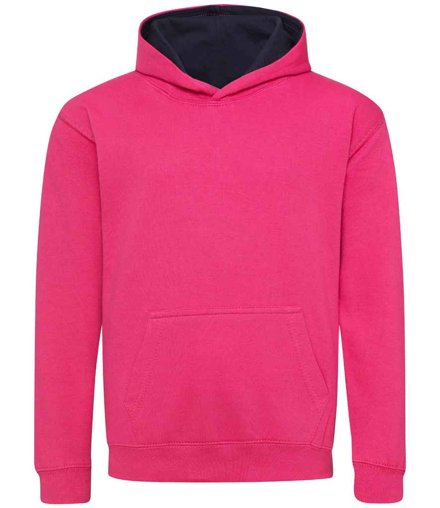 Just Hoods AWDis Kids Varsity Hoodie Hot Pink/French Navy
