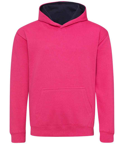 Just Hoods AWDis Kids Varsity Hoodie Hot Pink/French Navy