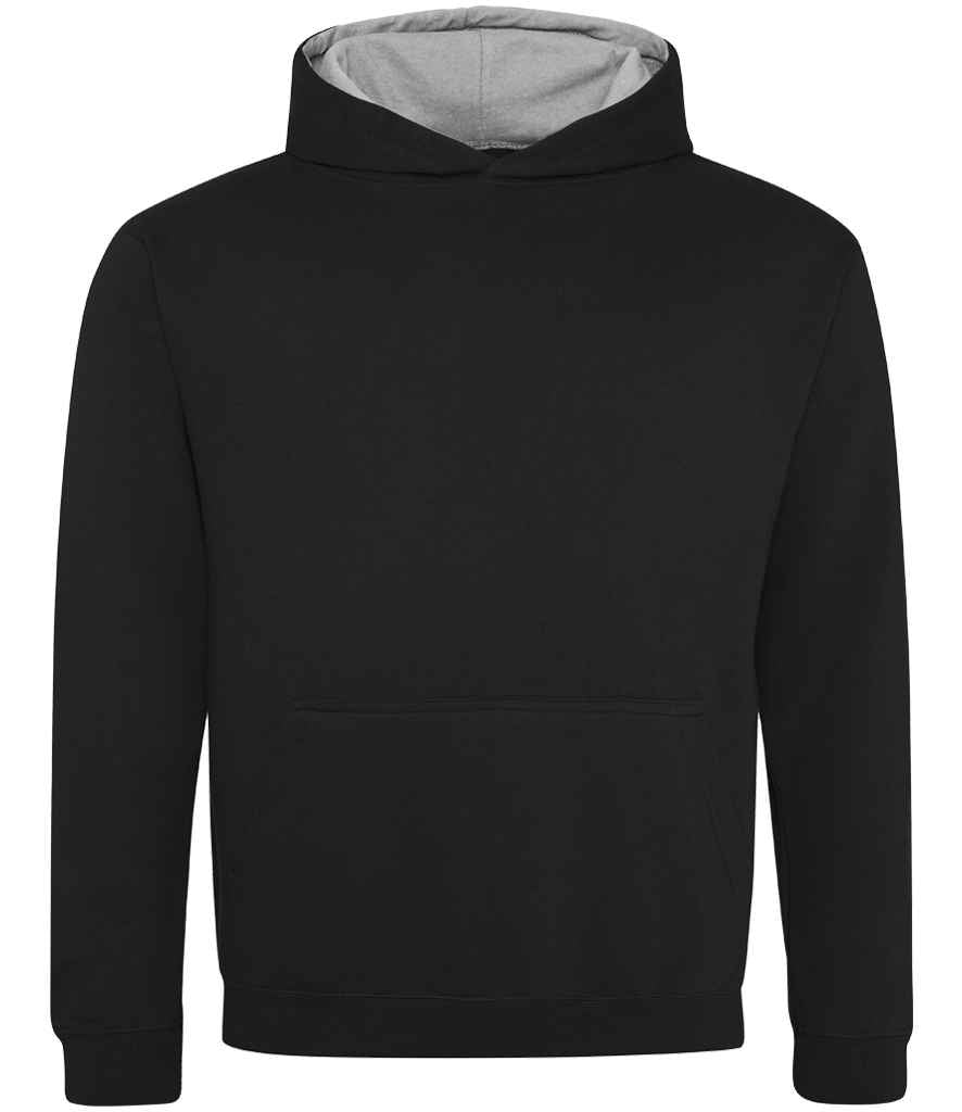 Just Hoods AWDis Kids Varsity Hoodie Jet Black/Heather Grey
