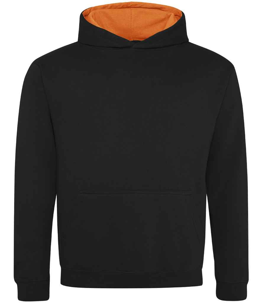 Just Hoods AWDis Kids Varsity Hoodie Jet Black/Orange Crush