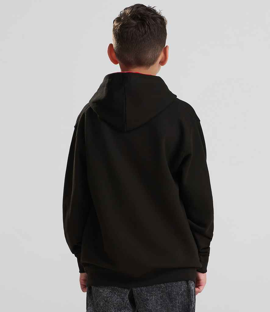 Just Hoods AWDis Kids Varsity Hoodie Jet Black/Fire Red