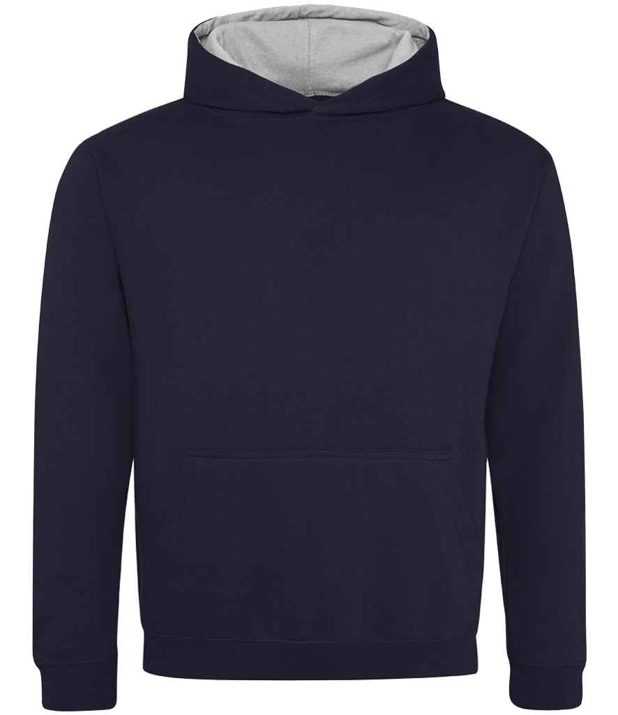 Just Hoods AWDis Kids Varsity Hoodie New French Navy/Heather Grey