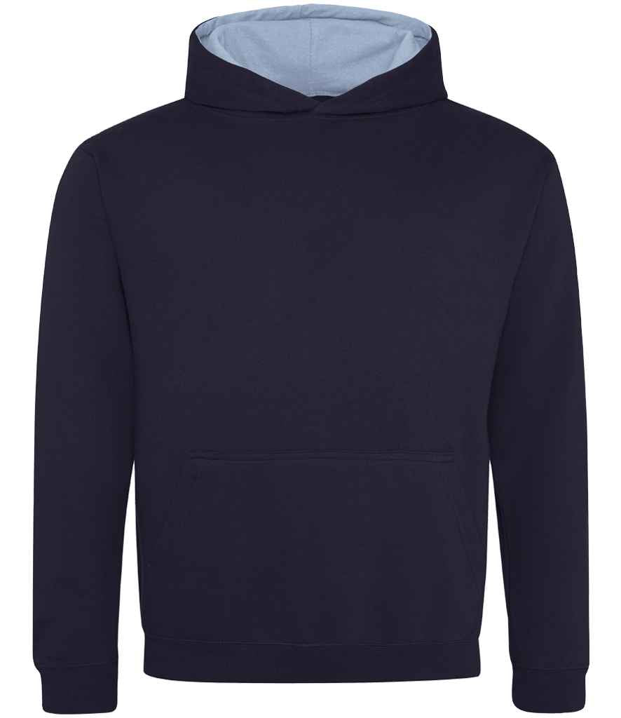 Just Hoods AWDis Kids Varsity Hoodie New French Navy/Sky Blue