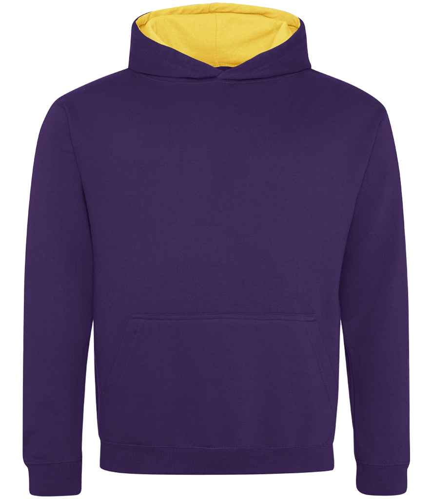 Just Hoods AWDis Kids Varsity Hoodie Purple/Sun Yellow
