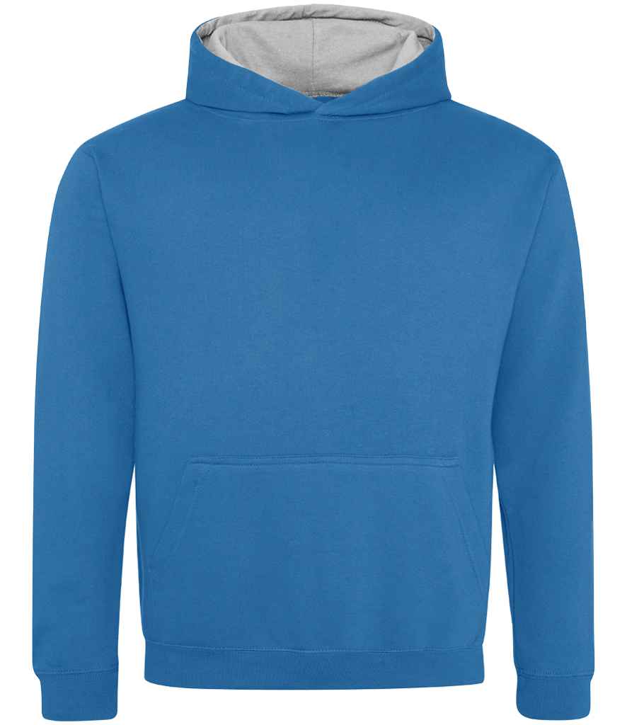 Just Hoods AWDis Kids Varsity Hoodie Sapphire Blue/Heather Grey