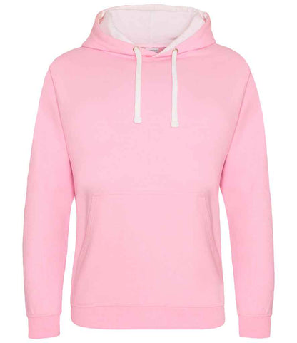 AWDis Varsity Hoodie in Baby Pink/Arctic White