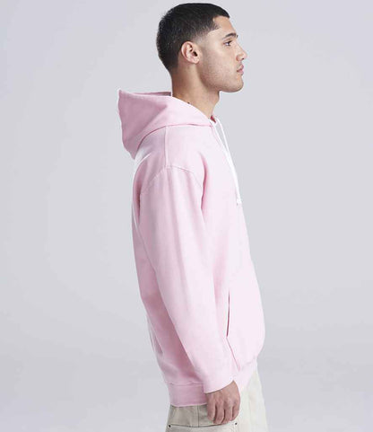 Just Hoods AWDis Varsity Hoodie Baby Pink/Arctic White