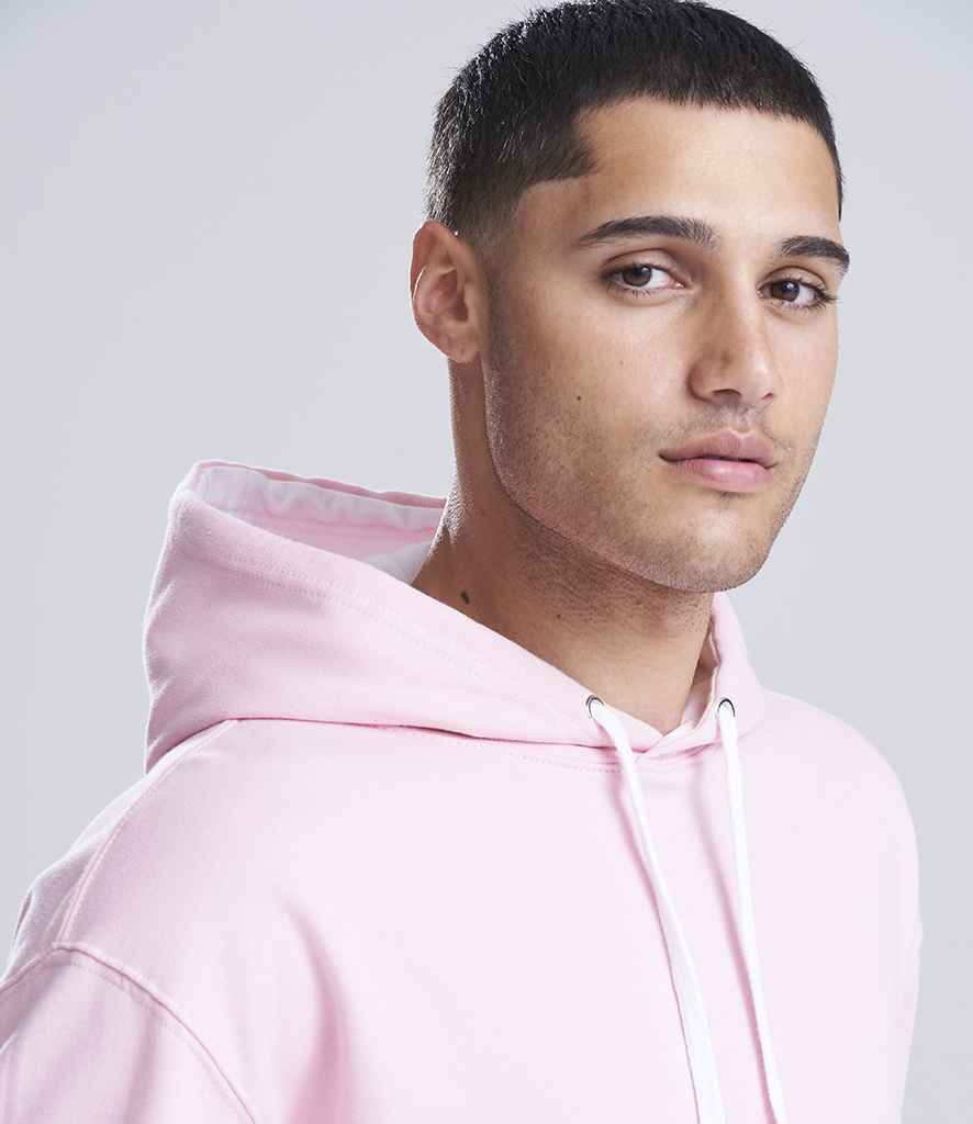 Just Hoods AWDis Varsity Hoodie Baby Pink/Arctic White