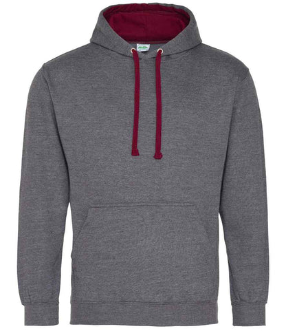 Just Hoods AWDis Varsity Hoodie Charcoal/Burgundy