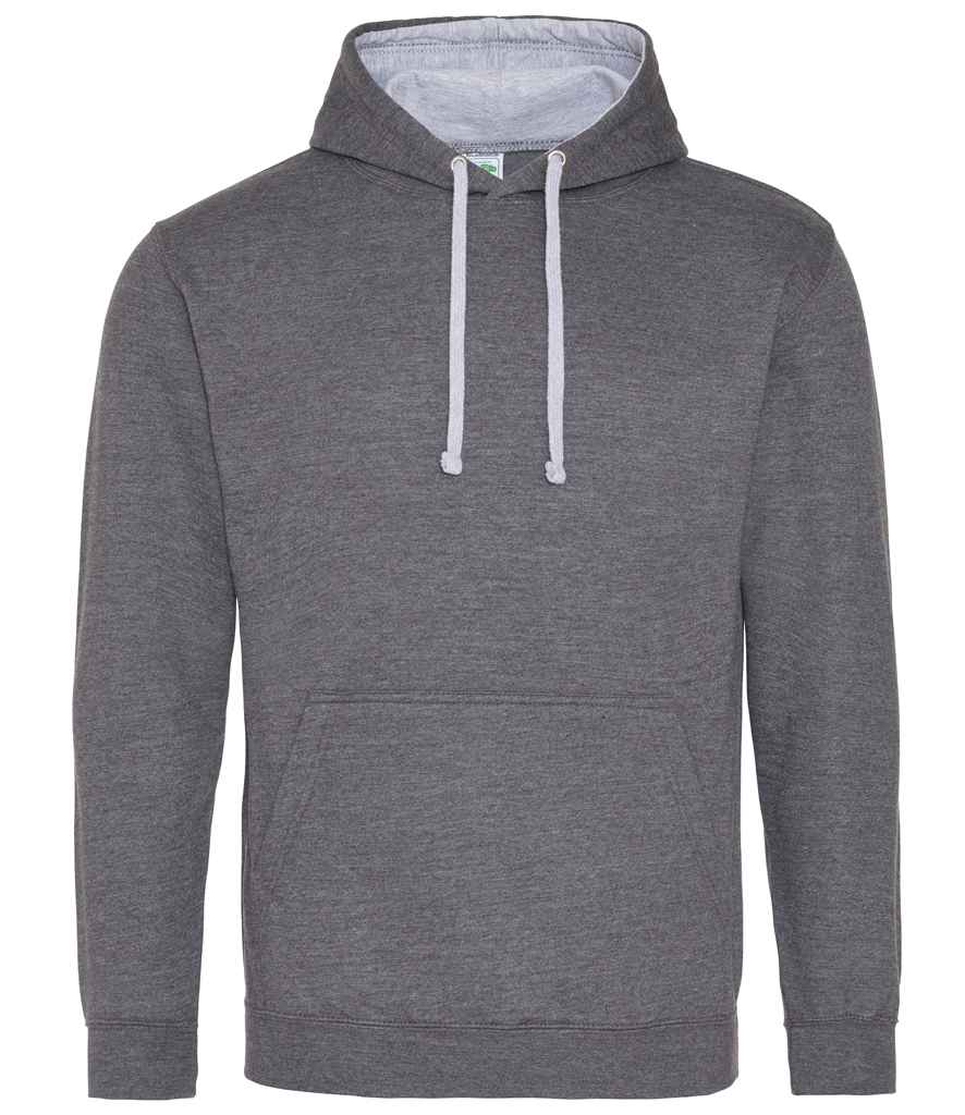 Just Hoods AWDis Varsity Hoodie Charcoal/Heather Grey